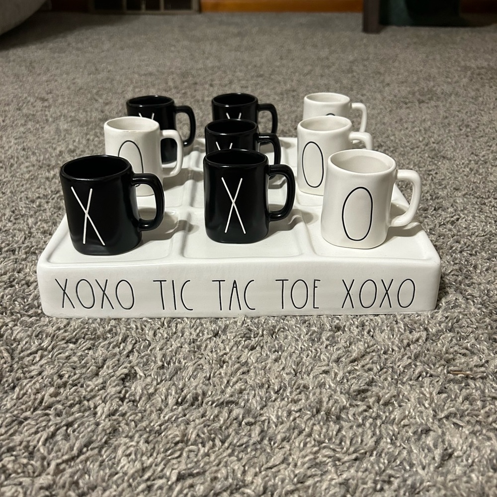 Rae Dunn Black and White Tic Tac Toe Mug Set